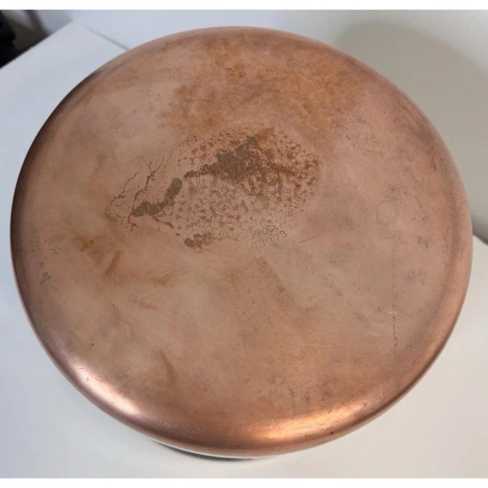 REVERE WARE 8 Qt Stock Pot Bail Handle No Lid Copper Bottom Pre-1968 USA Vtg